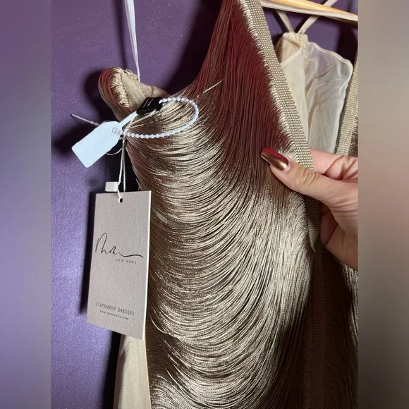 Bluma Halterneck Fringe Mini Dress In Olive — Medium - Picture 5 of 10